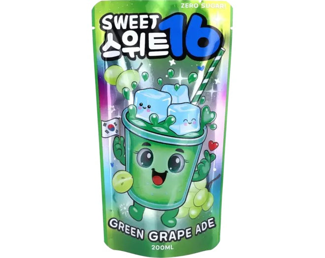 Sweet16 – Green Grape Ade Zero Sugar 200ml Korea