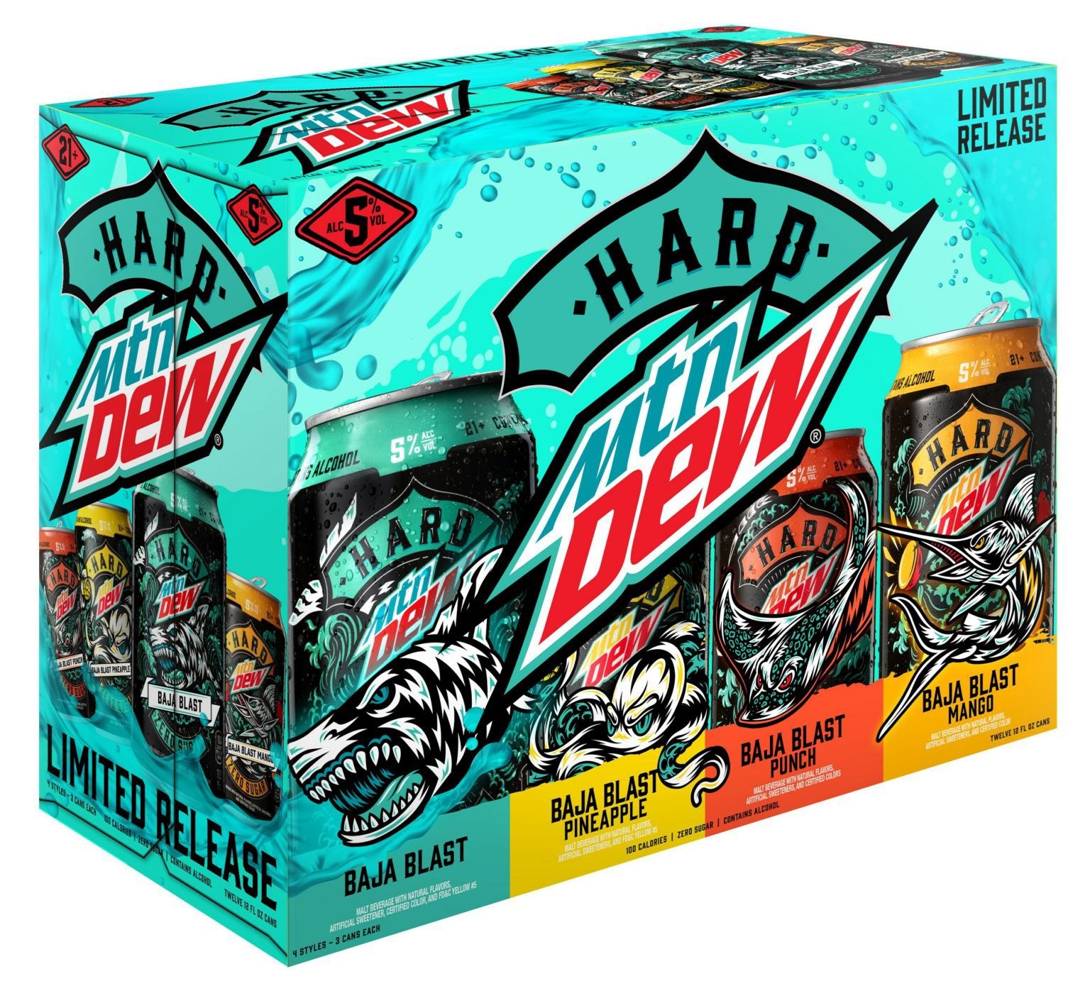 Mountain Dew Hard Baja Blast Mix 5% Pack #2 12x355ml